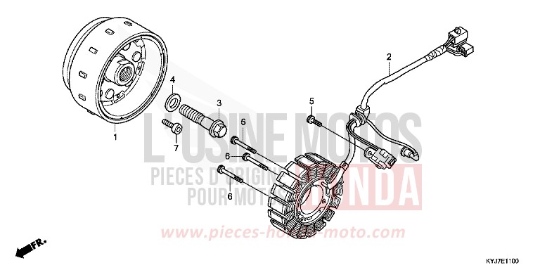 GENERATRICE de CBR250R ABS PEARL SPENCER BLUE (PB308) de 2011